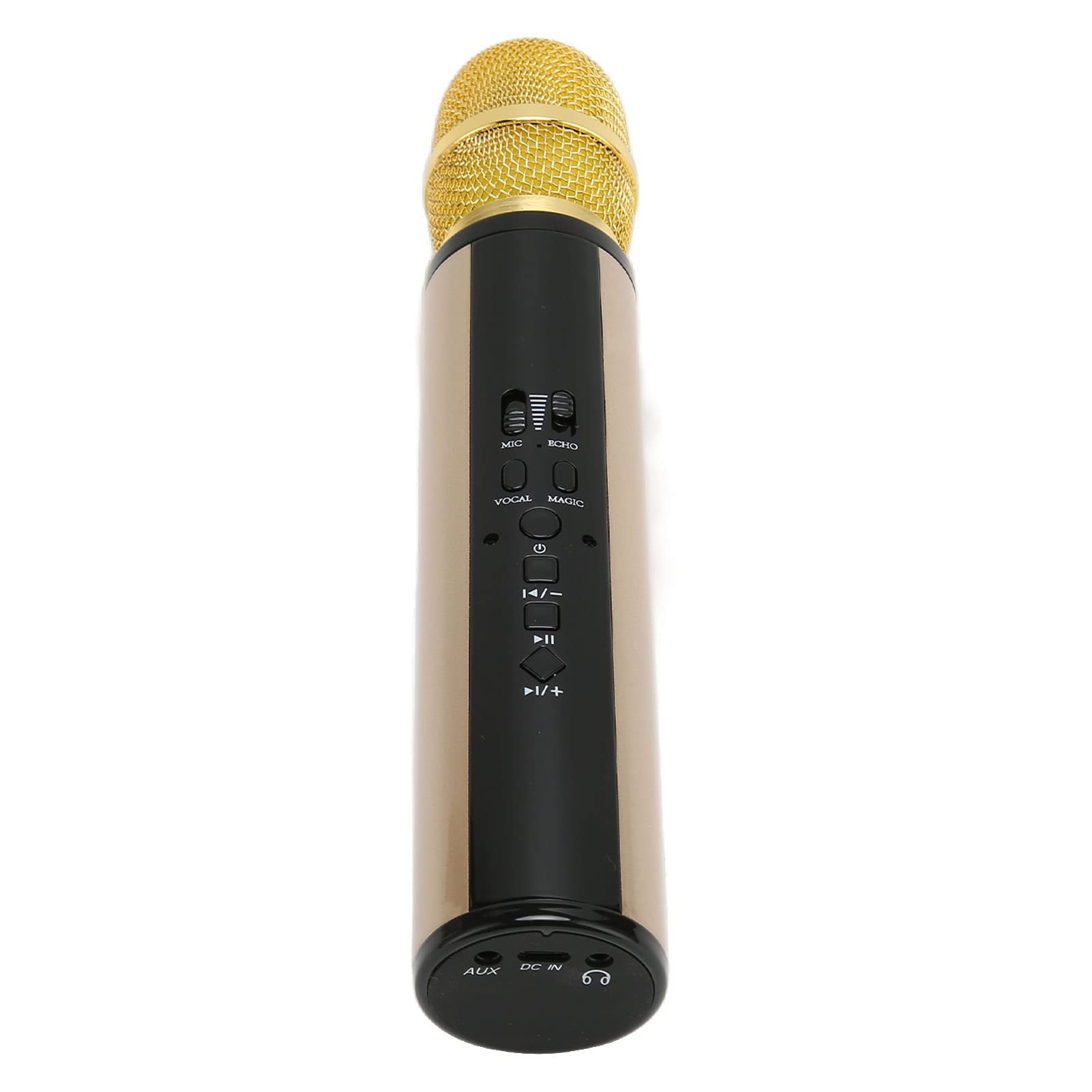 Micrófono de Karaoke Bluetooth, Altavoz de Micrófono de Mano Portátil Inalámbrico con Grabación, Micrófono Recargable de 2000 MAh, Regalos para Niños, Adultos, Fiesta en Casa (Oro)