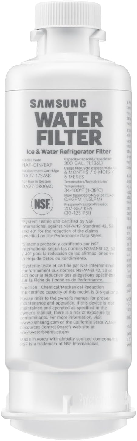 SAMSUNG Genuine DA97-17376B Refrigerator Water Filter, 1-Pack (HAF-QIN/EXP) (Packaging May Vary)