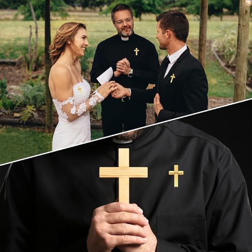 Huaerle 50 Pcs Cross Pin, Cross Lapel Pins Bulk, Gold Cross Lapel Pins, Cross Pins Christian Pins, Religious Cross Pins, Enamel Brooch Pins for Christian Chaplain, Includes Gift Bag & Card4