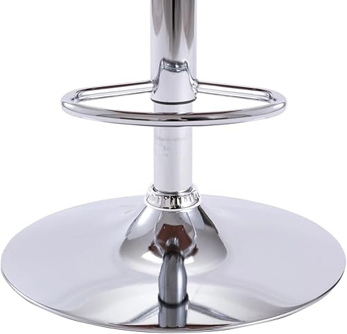 Miniatura 8 de Taburete de bar moderno ajustable de piel sintética negra doblada de madera cromada, metal cromado, altura ajustable de 35 a 43 pulgadas para