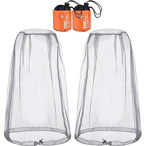2 Stück Kopfnetz Gesichtsnetz Kopfbedeckung für Outdoor-Liebhaber, schützt vor Fliegengitter, Moskito, Mücke und anderen Fliegen (normale Größe, grau) Cover