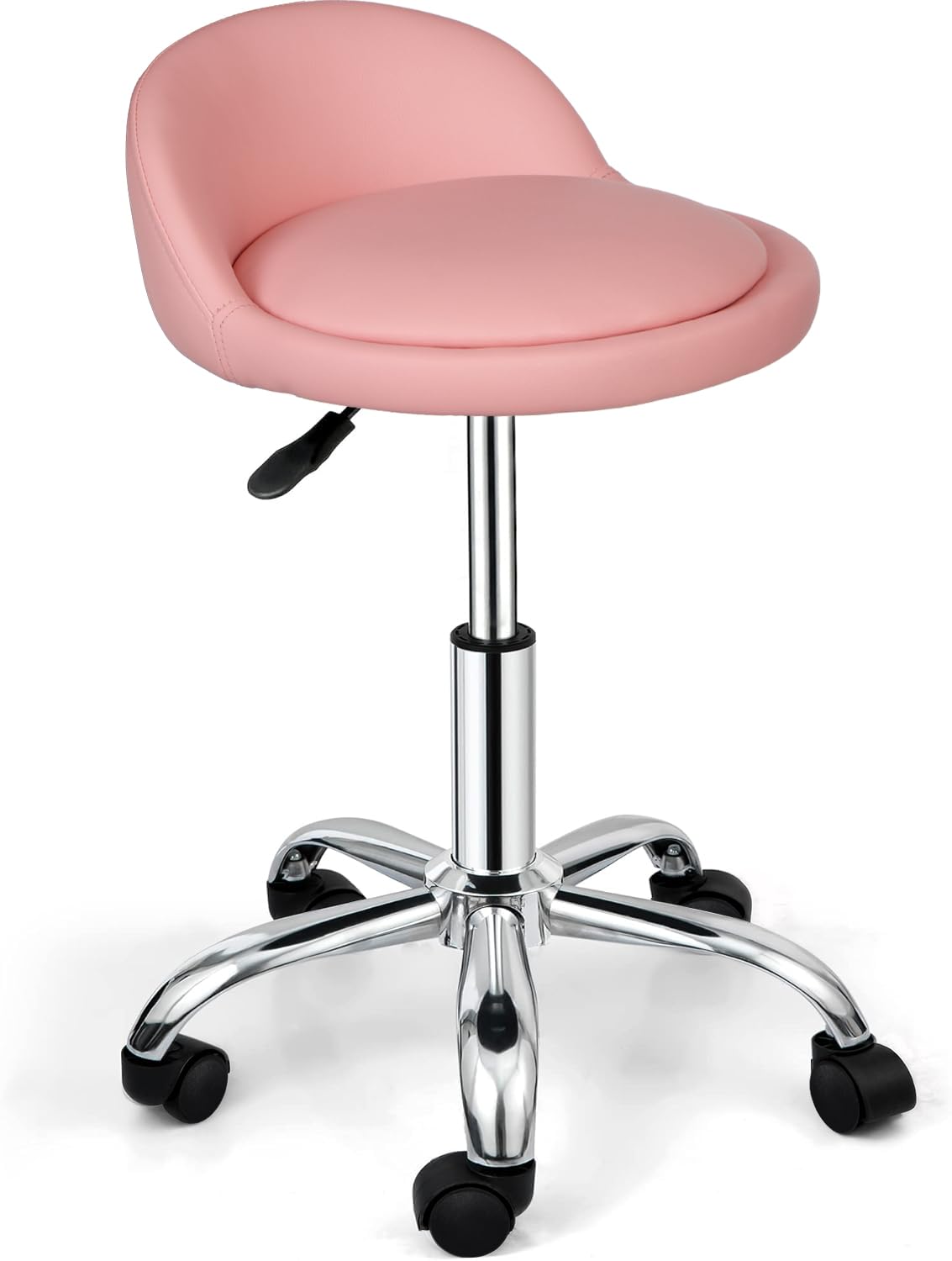 Nova Microdermabrasion Rolling Stool Swivel Salon Stool Chair Adjustable Drafting Tattoo Office Massage Medical Facial Spa with PU Cushion Backrest (