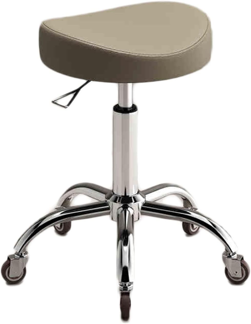 Rolling Swivel Saddle Stool Adjustable Height 40-58 cm, Heavy Duty Metal Base, Ergonomic Rolling Chair for Dental Stylists Tattoo Artists(Light Brown)