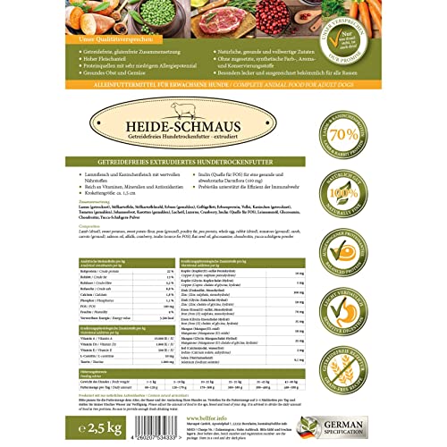 Bellfor Heide-Schmaus Trockenfutter-Set für Australian Shepherd, 3,2 kg, getreidefrei, glutenfrei, hoher Fleischanteil mit Weidelamm und Wildkaninchen, ohne synthetische Zusätze