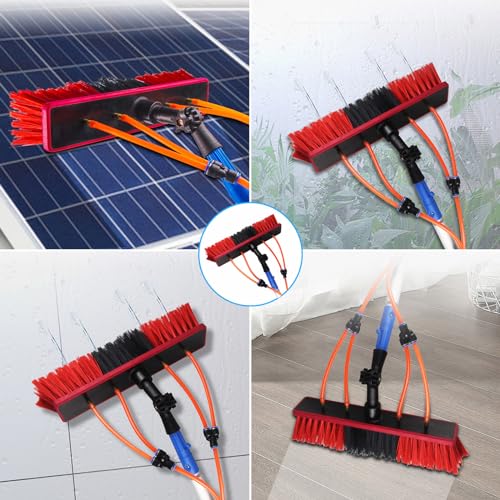 Teles - Kit de cepillo extensible para limpieza de ventanas de 30 pies con poste de alimentación de agua para una limpieza de alto alcance sin esfuerzo, ideal para uso doméstico al aire libre y