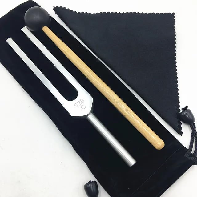 Healing Tuning Fork with Mallet - 128Hz, 432Hz, or 528Hz - Meditation, Stress Relief, Chakra & Energy Healing (528Hz)