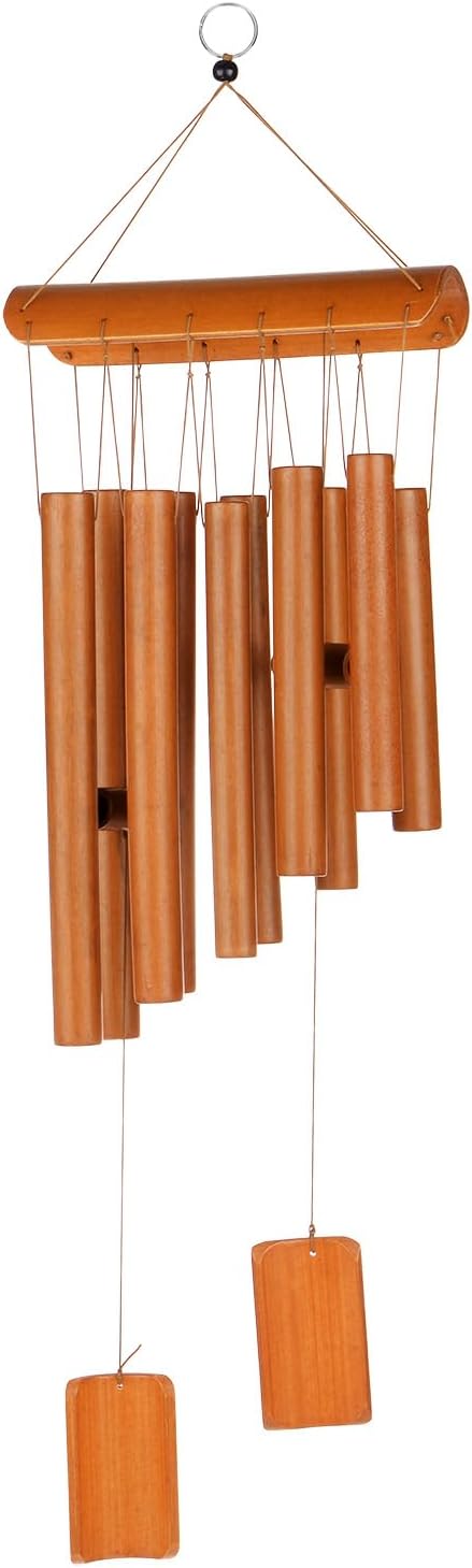 M METERXITY 1-Pack Bamboo Wind Chimes, Wooden Wind Chimes with Melody Deep Tone, 26 Inch Wood Wooden Wind Chimes for Indoor Outdoor Decorations/Patio Porch Garden/Backyard [Retro Color]