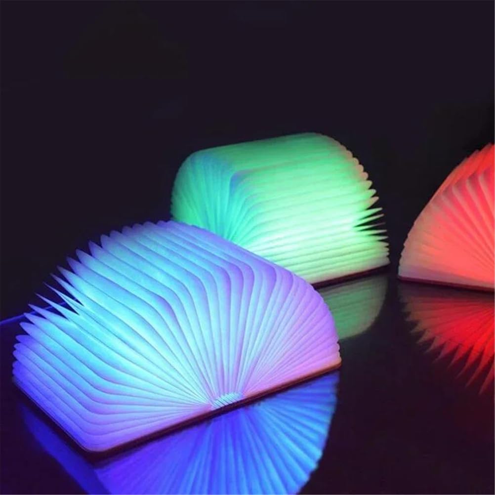 Brown 3 colors,kreatywna, składana lampka nocna led 3d rgb z ładowaniem usb, drewniana lampka do czytania, dekoracja biurka, lampka stołowa na prezent urodzinowy dla dziecka