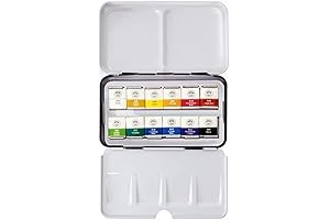 Mungyo Artist Watercolor Set: Professional Half Pan Watercolors with Mixing Palette Lid (12 Vibrant Colors)