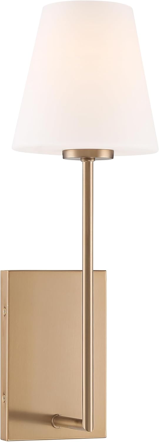 Crystorama Lena 1 Light Vibrant Gold Sconce with Glass Shade