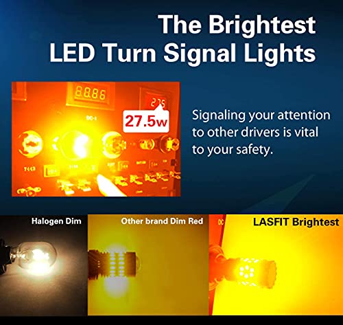 Image of LASFIT 1156 BA15S P21W 7506 LED Front Rear Turn Signal Light Blinker Bulbs with CANBUS Anti Hyper Flash, No Load Resistor Need, Upgraded Intelligent Version- Amber Yellow (Pack of 2)