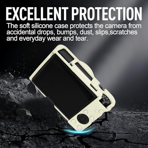 Image of Easy Hood Case for Sony DSC-RX100 IV V VI VII DSLR Camera, Silicone Camera Case Lightweight Soft Carrying Cover with Removable Lens Cover (Beige)