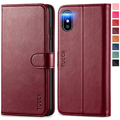 TUCCH Case Wallet for iPhone Xs Max, Stand PU Leather Flip Cover with RFID Blocking Card Slot [Auto Wake/Sleep] Wireless Charging [Shockproof TPU Shell] Compatible with iPhone Xs Max 6.5