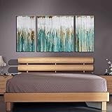 ARTLAND Hand Painted 24x48-inch 'Breezy Valley' 3-Piece Gallery-Wrapped Abstract Oil Painting on Canvas Wall Art Set