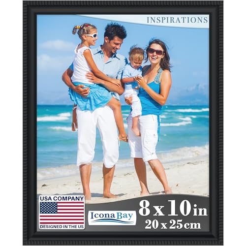 Icona Bay 8x10 Black Picture Frame Beautifully Detailed Molding, Contemporary Picture Frame Set, Wall Mount or Table Top, Inspirations Collection