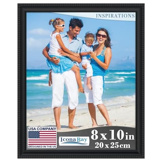 Icona Bay 20 x 25 cm schwarzer Bilderrahmen, wunderschön detaillierte Formgebung, modernes Bilderrahmen-Set, Wandhalterung oder Tischplatte, Inspirations-Kollektion