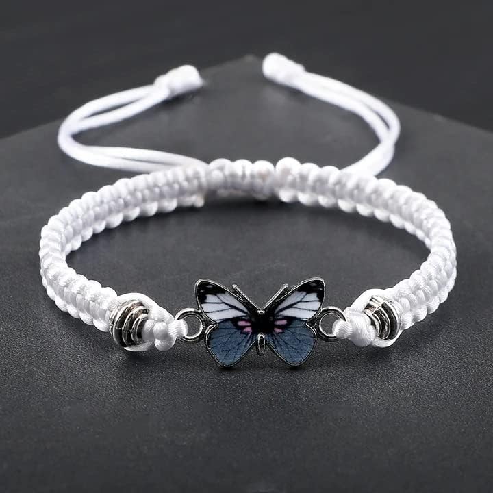 Miniatura 3 de Pulsera con dije de mariposa, pulseras ajustables tejidas a mano, lindas pulseras de mariposa, pulsera adecuada para joyas de mariposa familiares,