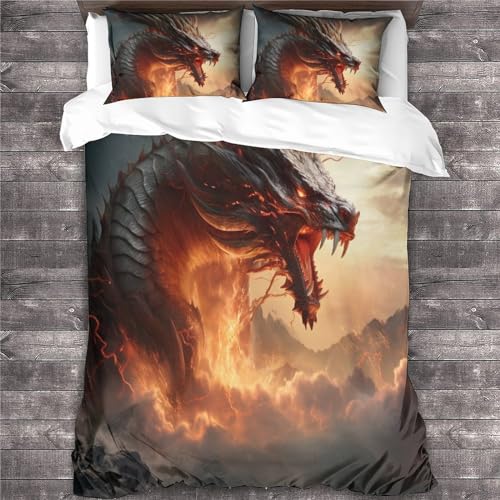 Housse de couette dragon chinois impression 3D microfibre parure de lit