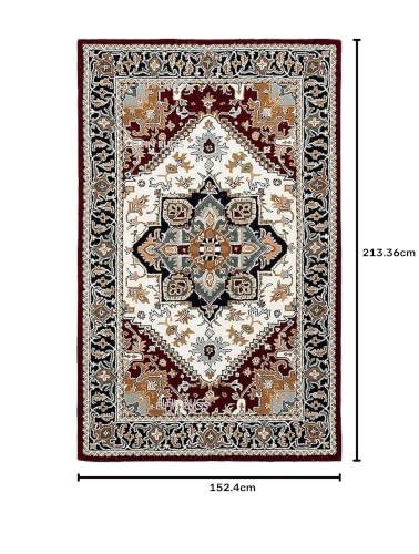 Image of 5x7 Ft Woolen Area Rug - Thick Traditional Hand-Tufted Carpet for Modern Bedrooms & Living Spaces