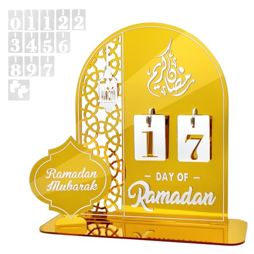 Calendario Ramadán Acrílico, Calendario Adviento Ramadán, Diy Calendario Ramadán De Cuenta Regresiva, Eid Mubarak Decoración Oro