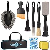 Yungeln Car Detailing Brush Kit with Detail Brushes,Car Interior Detailing Brushe,Car Dust Brush,Cleaning Gel,Car Interior Cleaning Tool for Truck, SUV, Interior Car Accessories
