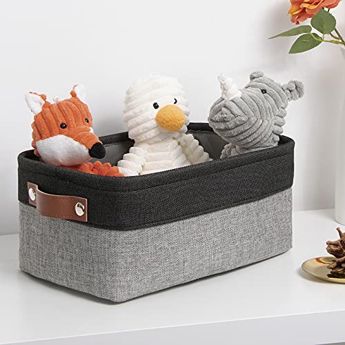 Image of DULLEMELO Small Collapsible Fabric Basket for Organizing, Shelves, Closets, Laundry, Nursery, Decorative Gift Basket (Black&Gray)