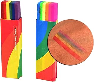 Confezione da 2 pennelli a ventaglio arcobaleno, per trucco del viso, per gay, lesbiche, bastoncino arcobaleno, matita per trucco teatrale, tatuaggio, Halloween, feste