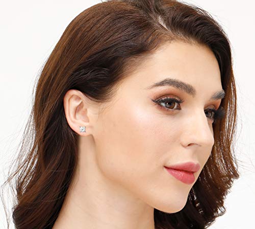 925 Sterling Silver Stud Earrings, 4 Pairs Square Cubic Zirconia Stud Earrings Set for Women Men 3 4 5 6mm4