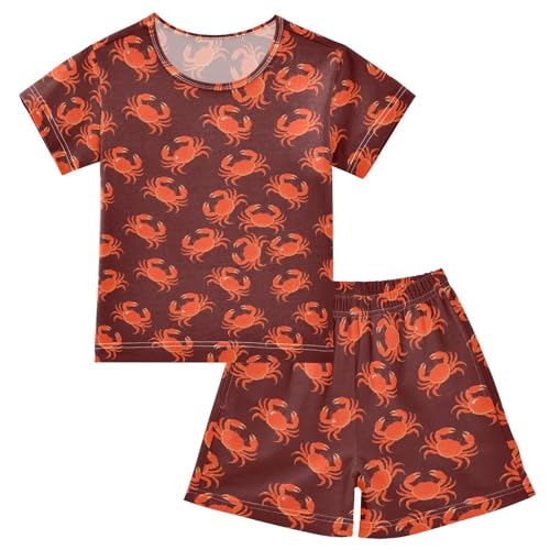 ALAZA Cartoon Crab Vintage Pajamas Short Sleeve 2 Piece Sleepwear Top and Bottom Pajama Set Unisex