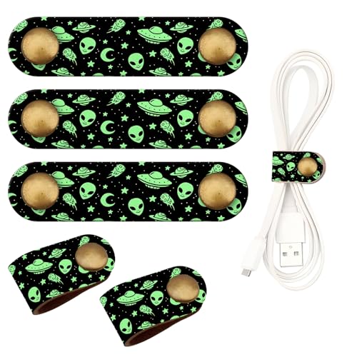 Sangles de gestion des câbles USB lot de 5 en cuir vert