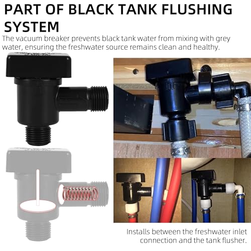 Image of TonGass 571-VAC-CHK-A RV Vacuum Breaker Check Valve, Camper Black Tank Checks Valves, Protect Fresh Water From Pollutant, Camper Water Checks Valves Model 571 Check Valve RV Backflow Preventer - Black