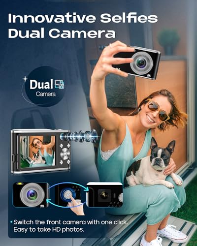 Autofocus, Fotocamera Digitale 4K, Fotocamera Compatta Con Doppia Fotocamera Con Scheda Di Memoria Da 32 Gb, Hd 48 Mp, 16 X, Zoom Digitale, 2,8", Fotocamera Digitale Per Principianti (Nero) - 2