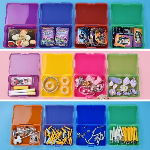 ALINK Photo Storage Box with Handle, 4\" x 6\" Photo Organizer Storage Container with 16 Inner Case and 1 Sheet Blank Labels for Pictures, Arts, Crafts, Sewing, Seeds, Office Supplies - Colored