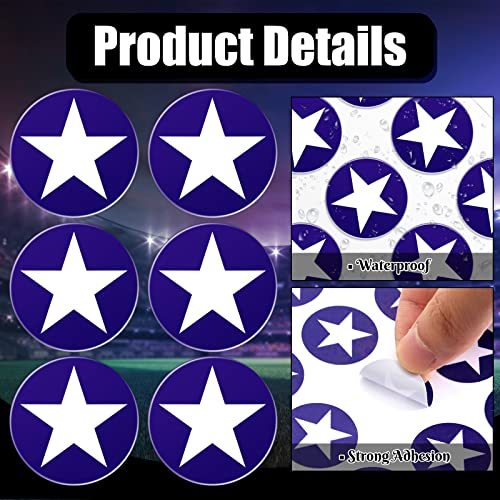 Image of Leinuosen Helmet Stickers Football Baseball Helmet Decals 1-1 /8 Inch Vinyl Sports Football Decals Self Adhesive Hockey Stickers for Hockey, Lacrosse, Batting(Blue Print White,Star)