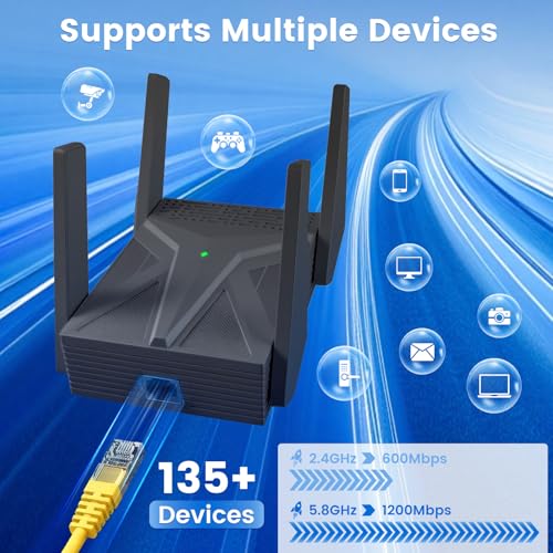 Image of 2026 AX1800 WiFi 6 Extender, WiFi Extender Signal Booster for Home-Dual Band (2.4G /5.8G), WiFi Booster with 8X Faster Access Point,Up to 17,888 Sq.Ft. & Support 135+ Smart Devices Easy Setup (Black)