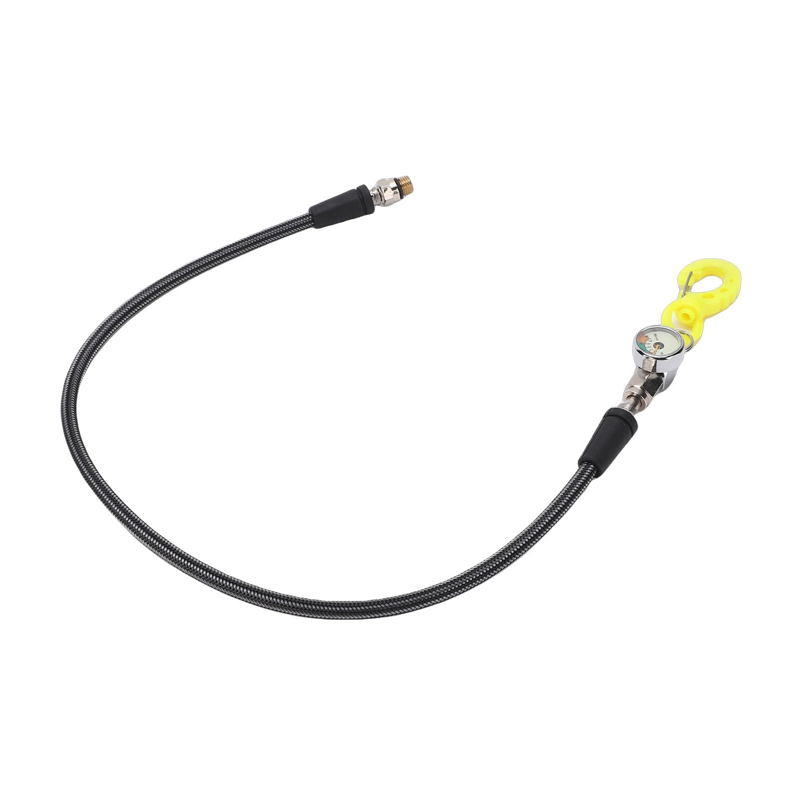 Manómetro de Buceo, Medidor de Presión Sumergible que Brilla en la Oscuridad con Manguera Tejida de Fibra de Carbono, para Equipos de Buceo Submarino (65CM)