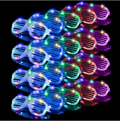 Paquete de 25 lentes LED que brillan en la oscuridad, suministros de fiesta para niños, Nochevieja que brillan en la oscuridad, gafas de sol