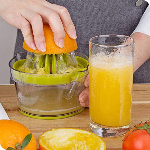 Green Lemon Manual Hand Squeezer - Citrus Orange Juicer Manual Hand Squeezer, with Built-in Measuring Cup and Extraction Egg Separator Ginger Grater, Anti-Slip Lid Rotation Reamer Lime Press, 12Ounce - Thumbnail 3
