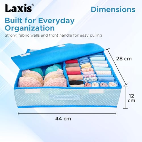 Image of LAXIS Innerwear Storage Box and Organiser for wardrobe organizer for storage & Clothes Organizer for Wardrobe for Socks & Undergarments Organizer, Drawer Organiser & Storage Box (16+1) Compartment