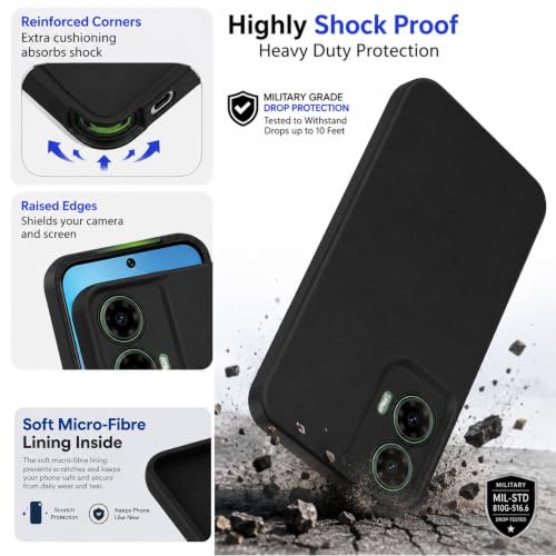 Image of SBMS Silicone Back Cover Case for Motorola Moto G35 5G | Soft Micro-Fibre Lining Inside | Camera Protection Bump | Shockproof Back Cover Case for Motorola Moto G35 5G (Black)