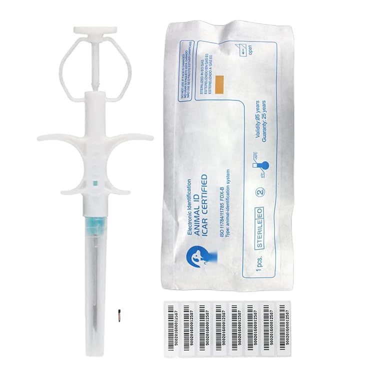 TAEING Pet Microchips, 134.2khz Pet Cats Dogs Microchips Implant Kit for Veterinary Management (2, 1.4 * 8mm)
