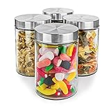 RUBY Tarros Cristal Bote Cristal Cocina Tarro De Cristal Hermetico，Botes Cristal Con Tapa Bote Para Frutos Secos Espaguetis Botes Cocina Almacenaje Set (4 Botes, 1.25L)