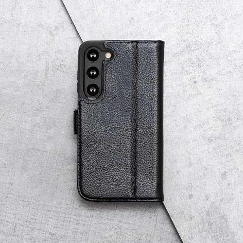 Porter Riley – Coque en Cuir véritable Compatible avec Samsung Galaxy S26. Étui Portefeuille Haut de Gamme avec Fonction Support (Noir Pur) – vue 8