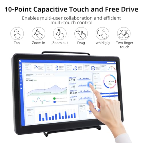 Image of 5 Inch Resistive Touch Screen TFT 800x480 LCD Display + 10.1 Inch IPS Capacitive Touchscreen 1920x1080P Built-in Dual Speakers Portable Monitor with HD VGA Port, Compatible with Raspberry Pi, Windows