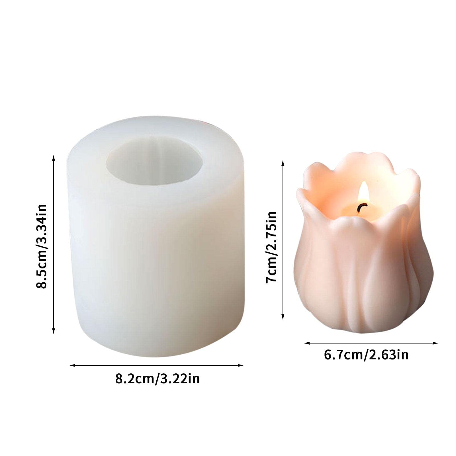 Moule en Silicone pour Bougies aromatiques, Moule en Silicone pour Tulipes, Moule 3D pour Bougies, Moule Manuel pour Bougies aromatiques en Silicone, Fournitures pour Bougies DIY