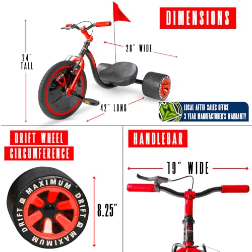 Image of Madd Gear Drift Trike for Kids Ages 5+, 16 inch Front Wheel, Adjustable Seat