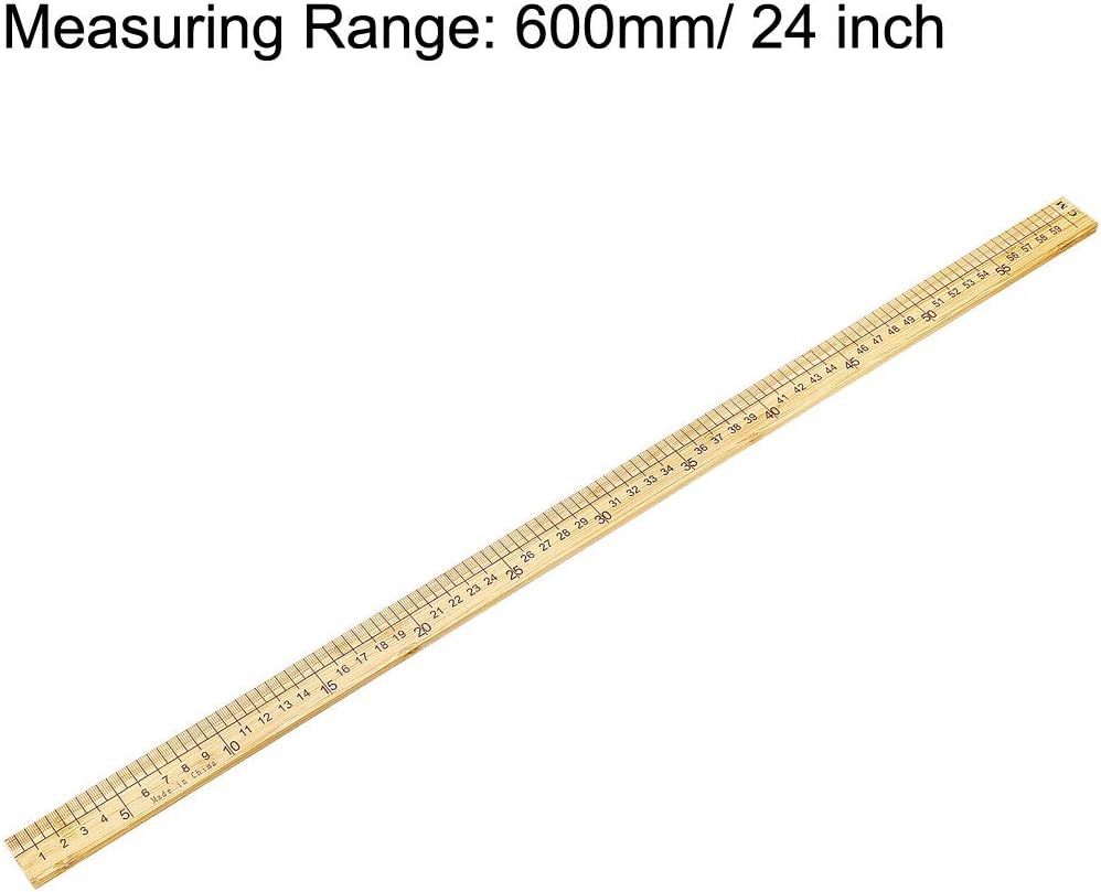 uxcell Straight Ruler 600mm 24 Inch Metric Measuring Tool Bamboo Ruler