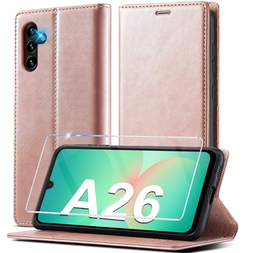 Étui en cuir pour Samsung Galaxy A26 protection haut de gamme antichoc rose Ailicici