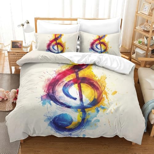 Housse de couette 3D imprimé musique 220x240 parure de lit douce - 2