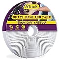 ATack Black Butyl Seal Tape 1/8-Inch x 3/4-Inch x 45-Foot Camper and RV Butyl Putty Tape for RV Repair, Boat Sealing, Windshield, Window, Sunroof, Headlight Sealing, Glass, EDPM Rubber Roof Patching